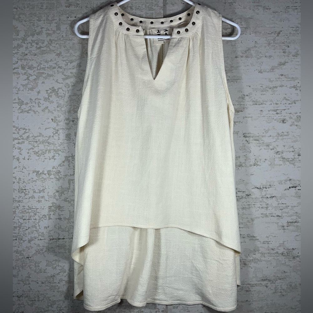 PPLA Lily Top Linen Hi-low Tank Top Sz S Grommets on Collar
